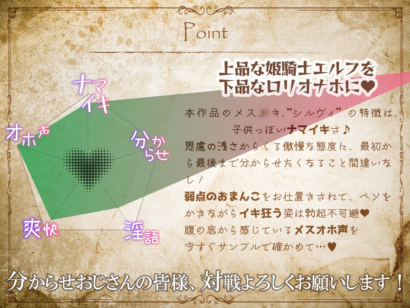 【最大感度3000倍!!】ドスケベ淫紋調教!生意気メス○キ姫騎士エルフお◯んこ分からせ【ロリオ゛ホ声】CV:兎月りりむ。