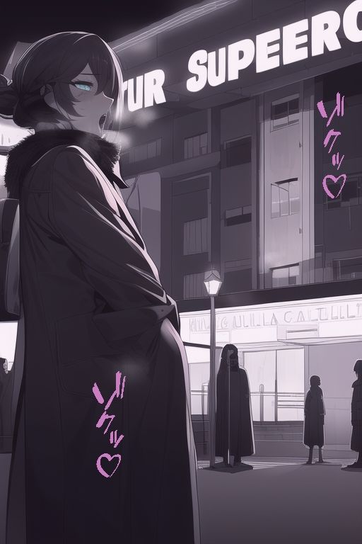 露出狂お姉さんが夜の街で曝け出しているイラスト集