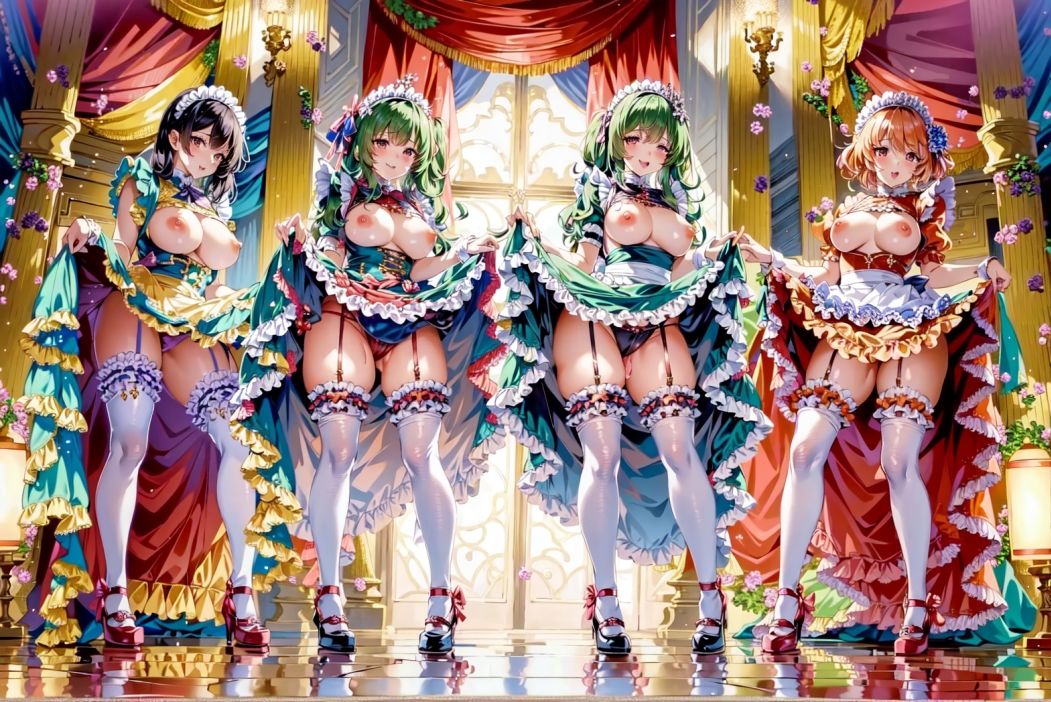 スカートたくし上げ美麗イラスト集 メイド4人編（brdreeb）