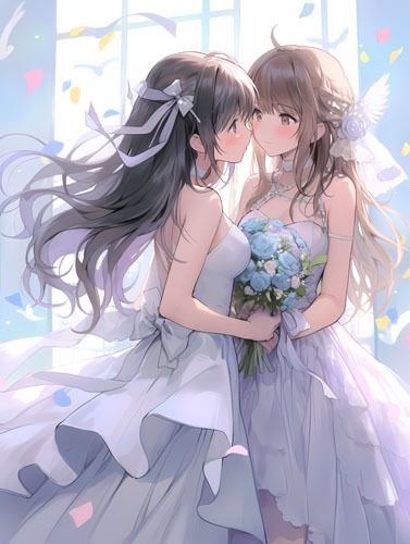 ウエディングドレス美少女(百合)チューして