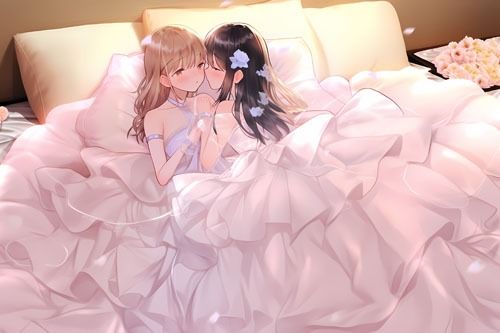 ウエディングドレス美少女(百合)チューして