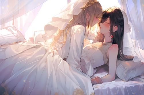 ウエディングドレス美少女(百合)チューして