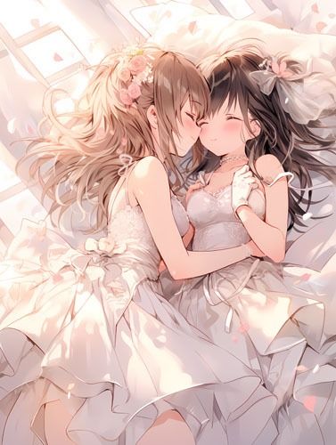 ウエディングドレス美少女(百合)チューして