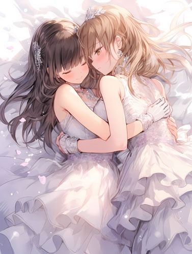 ウエディングドレス美少女(百合)チューして