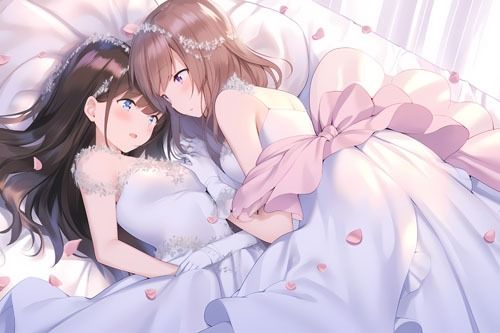 ウエディングドレス美少女(百合)チューして