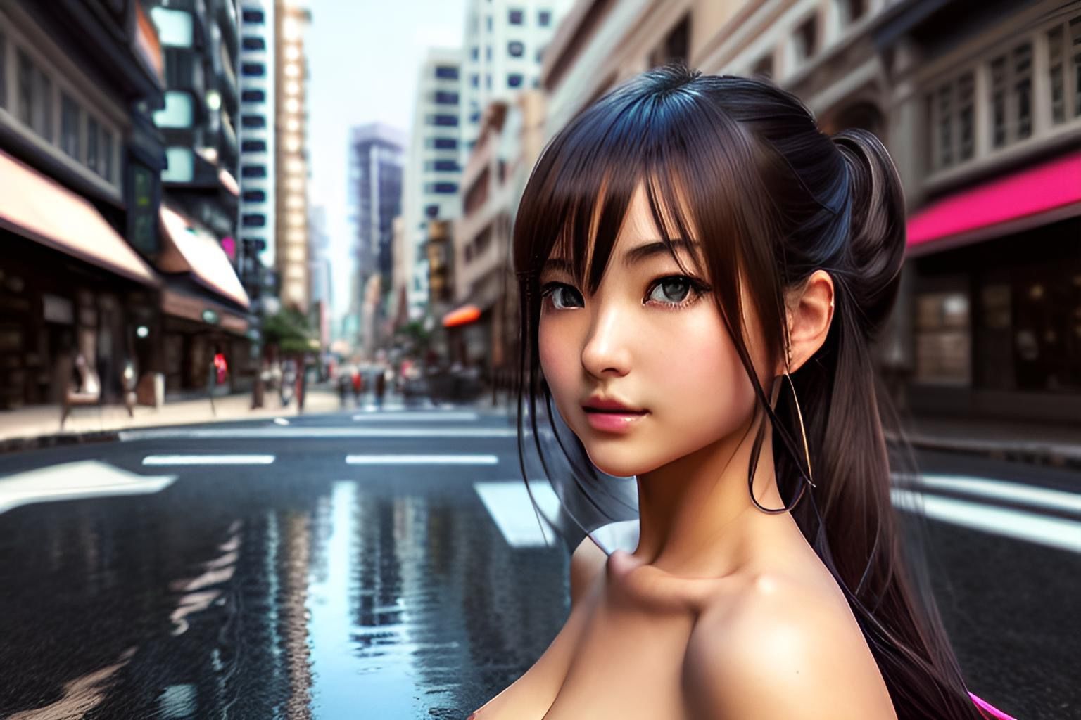 路上露出！街中でおっぱいを見せる女の子！パート2