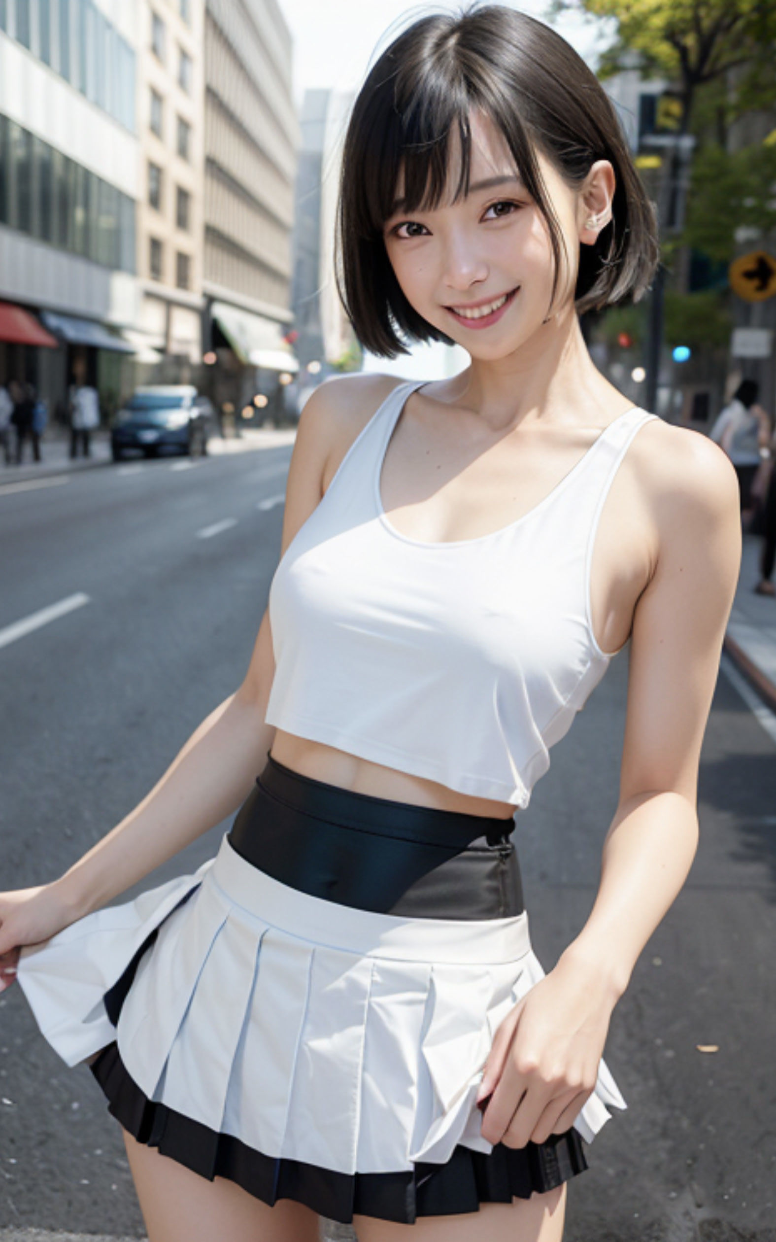 街中で出会った巨乳でノースリーブな美女の街角スナップ写真集【AI妄想グラビア写真集】