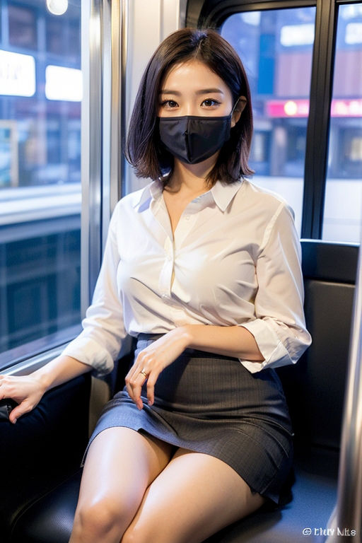 電車の向かい席14〜終電〜マスクのおんなのこ〜