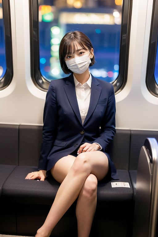 電車の向かい席14〜終電〜マスクのおんなのこ〜