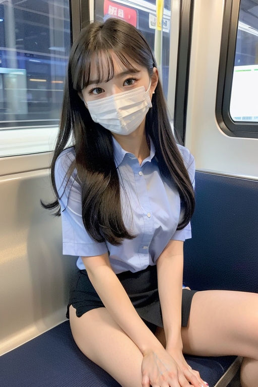 電車の向かい席14〜終電〜マスクのおんなのこ〜