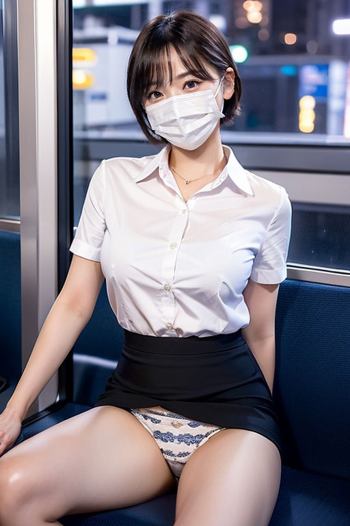 電車の向かい席14〜終電〜マスクのおんなのこ〜