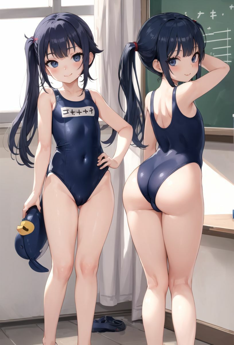 プールと教室でスクール水着撮影会