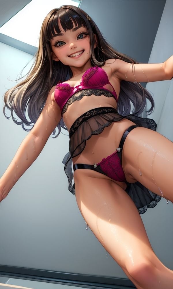 ニヤニヤしているロリのパンティを下から見たい