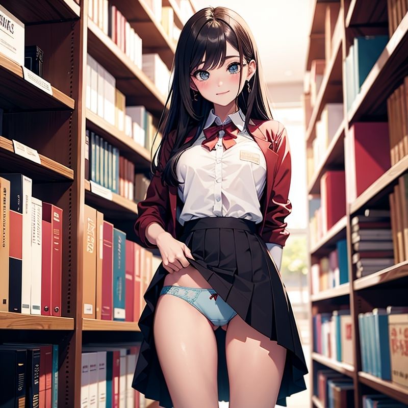 図書館の本の匂いでHになる美女