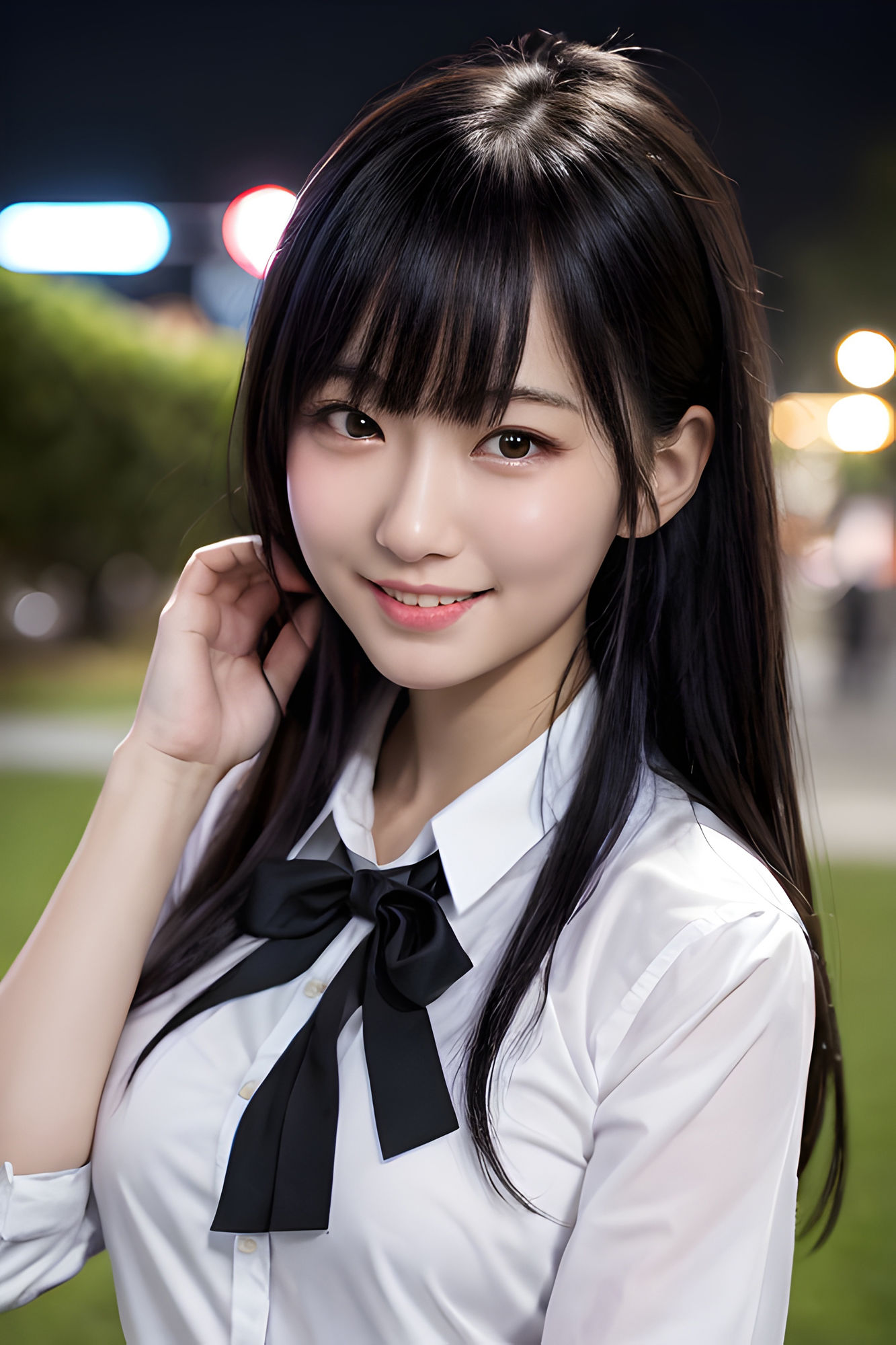 夜の公園、女子校生達は露出がしたい。