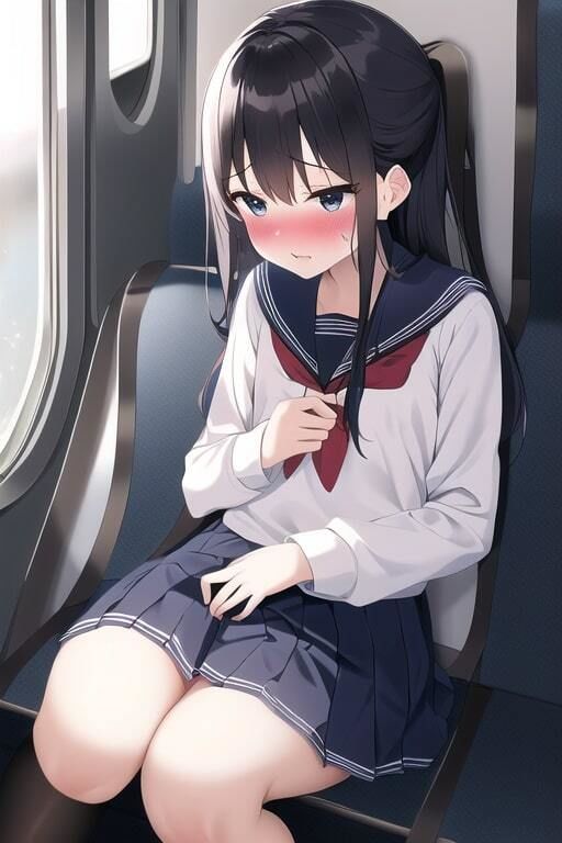 敏感な貧乳JKが露出行為で愛液を漏らしてるところを目撃され赤面してしまう集