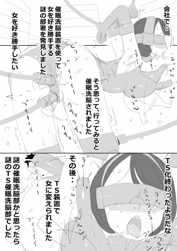 TS催●洗脳装置で、女子社員にされた僕、男女の同僚とスケベ仕事してる
