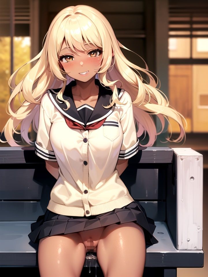 【金髪ギャルビッチ】制服たくし上げ少女 Part2