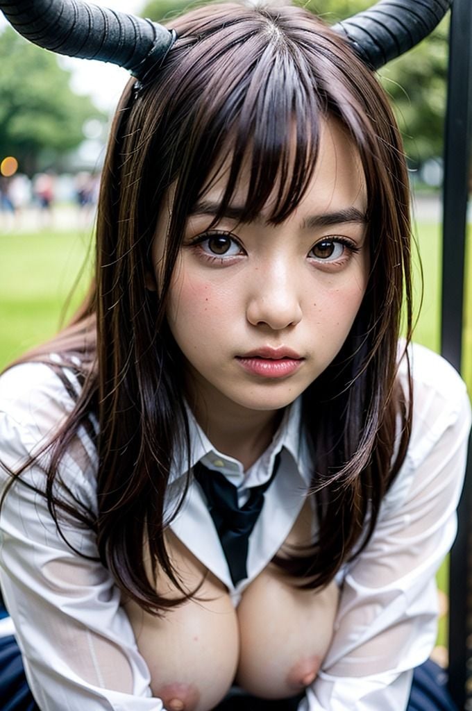 制服JKのムフフな悪魔系コスプレ