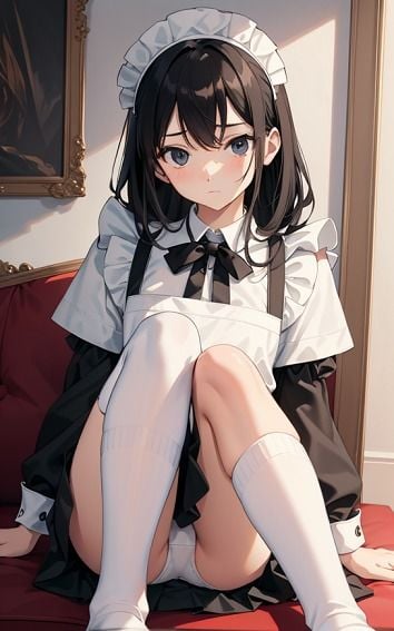 【黒髪メイドのパンチラ】美少女イラスト集【73枚】