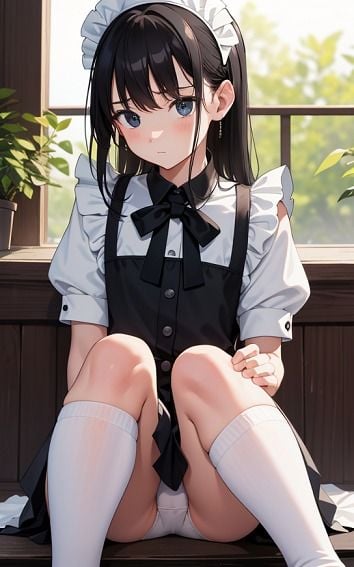 【黒髪メイドのパンチラ】美少女イラスト集【73枚】