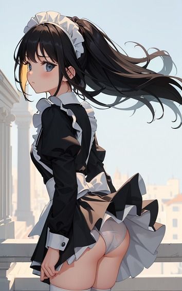 【黒髪メイドのパンチラ】美少女イラスト集【73枚】