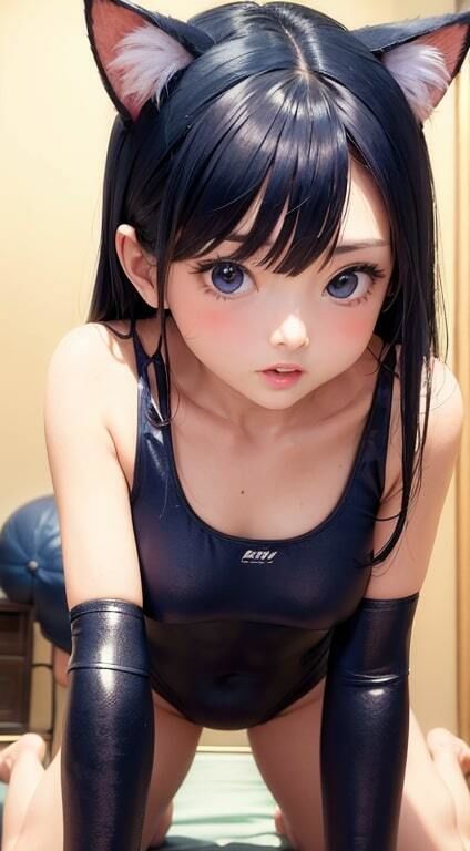 ねこ耳競泳水着【AI生成】