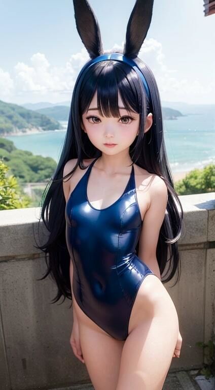 うさ耳競泳水着1【AI生成】