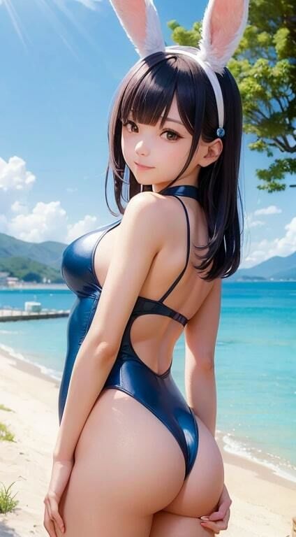 うさ耳競泳水着1【AI生成】