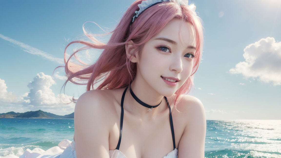 ピンクヘアーな彼女・ピンク髪フェチ・着エロ【AI美女・美少女グラビア写真集】