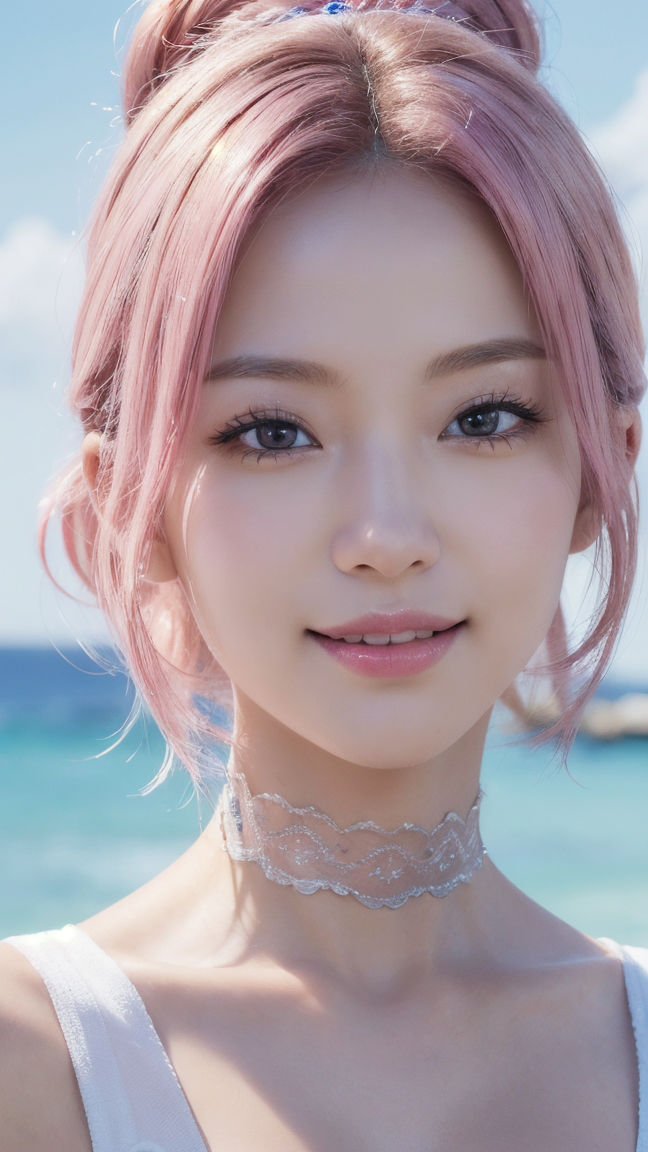 ピンクヘアーな彼女・ピンク髪フェチ・着エロ【AI美女・美少女グラビア写真集】