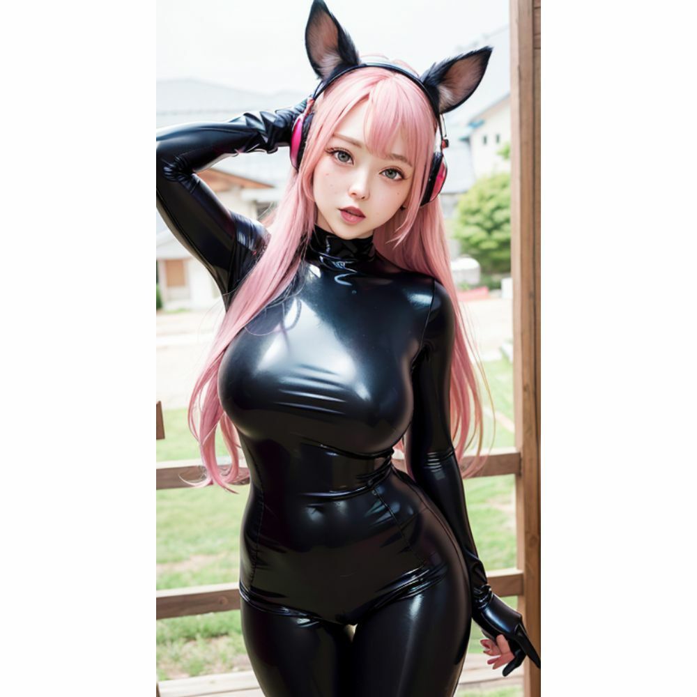 猫みみとボディースーツ