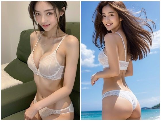 AI写真集グラビア5美人の白色下着姿210P:美の新次元アートとエレガンス