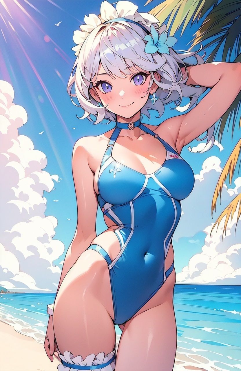 青い水着の女の子