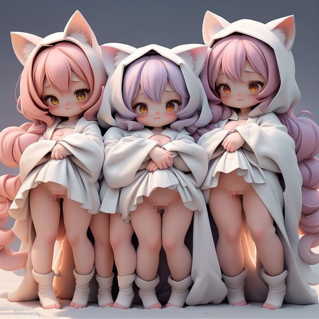 まる出し白パーカー
