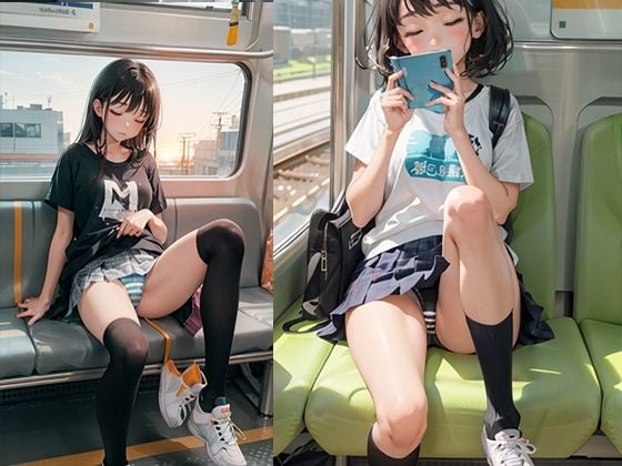 爆睡盗撮ロリ電車その1