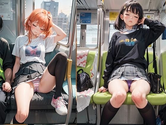 爆睡盗撮ロリ電車その1