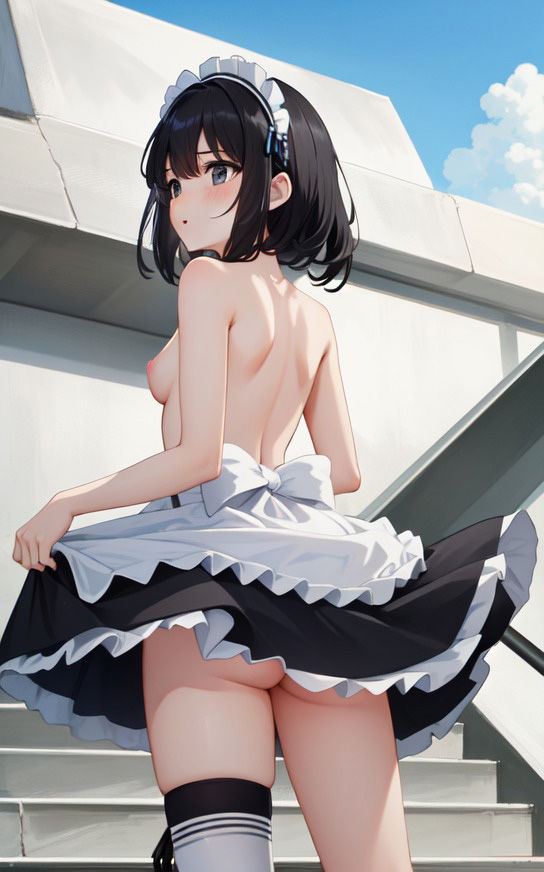 【黒髪メイド 〜ヌード編〜】美少女イラスト集【86枚】