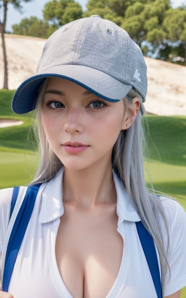 ゴルフコンペで淫らに野外で露出！スポーツそっちのけで巨乳をみせつける［100枚］