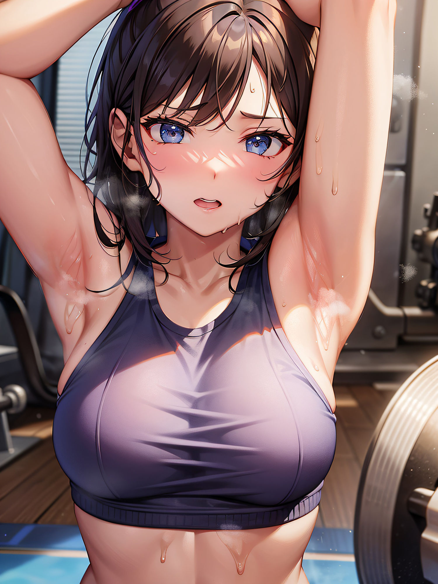 ジムで汗だくの腋を見せてとお願いしたら恥ずかしがりながら見せてくれました