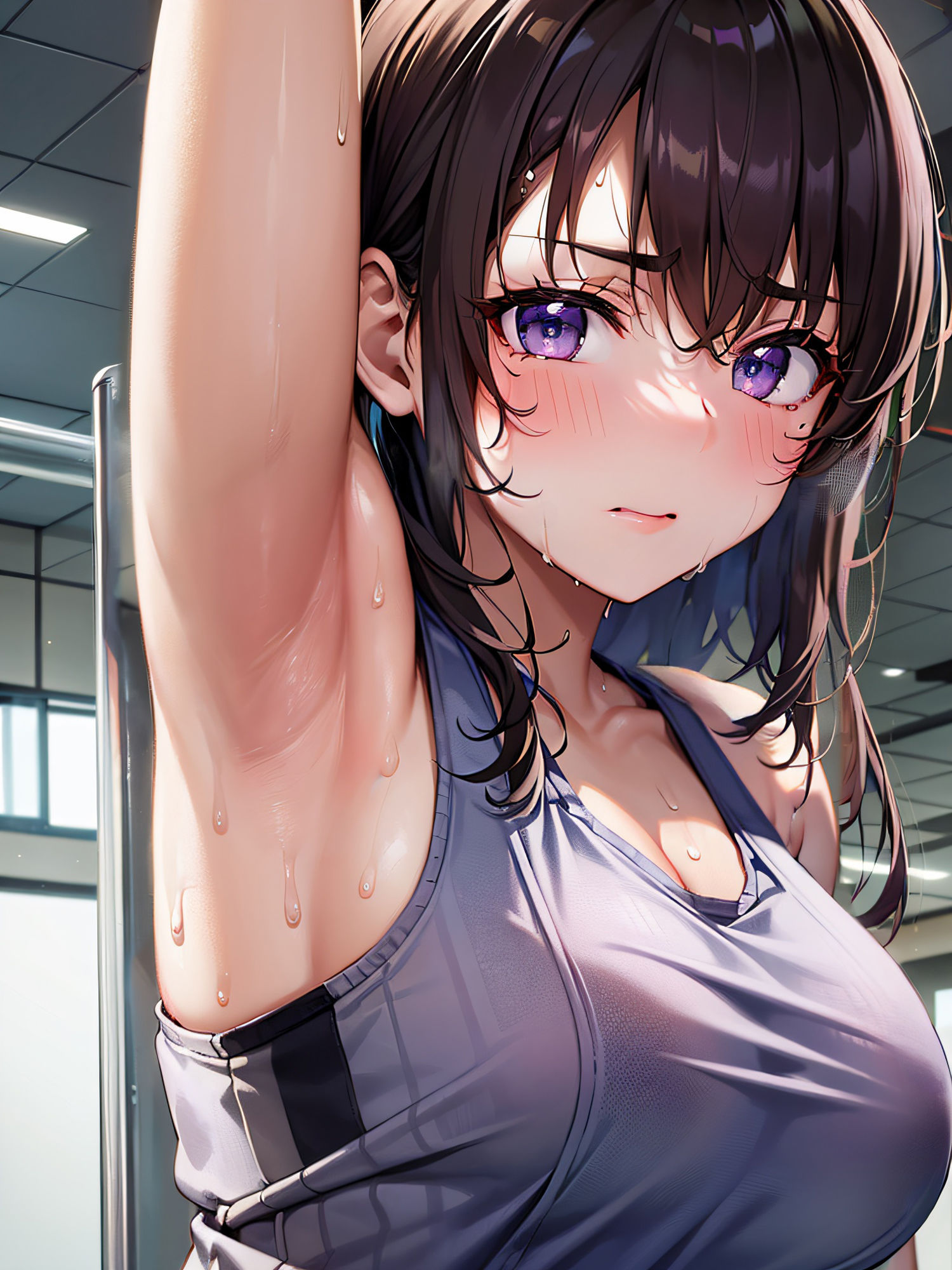 ジムで汗だくの腋を見せてとお願いしたら恥ずかしがりながら見せてくれました