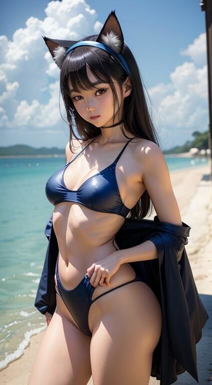 ねこ耳競泳水着3【AI生成】