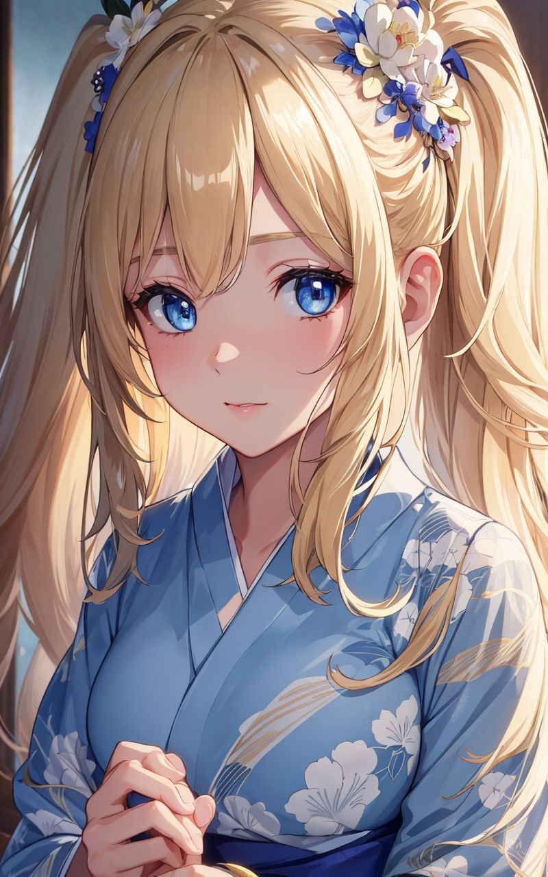 美少女 金髪ツインテ浴衣