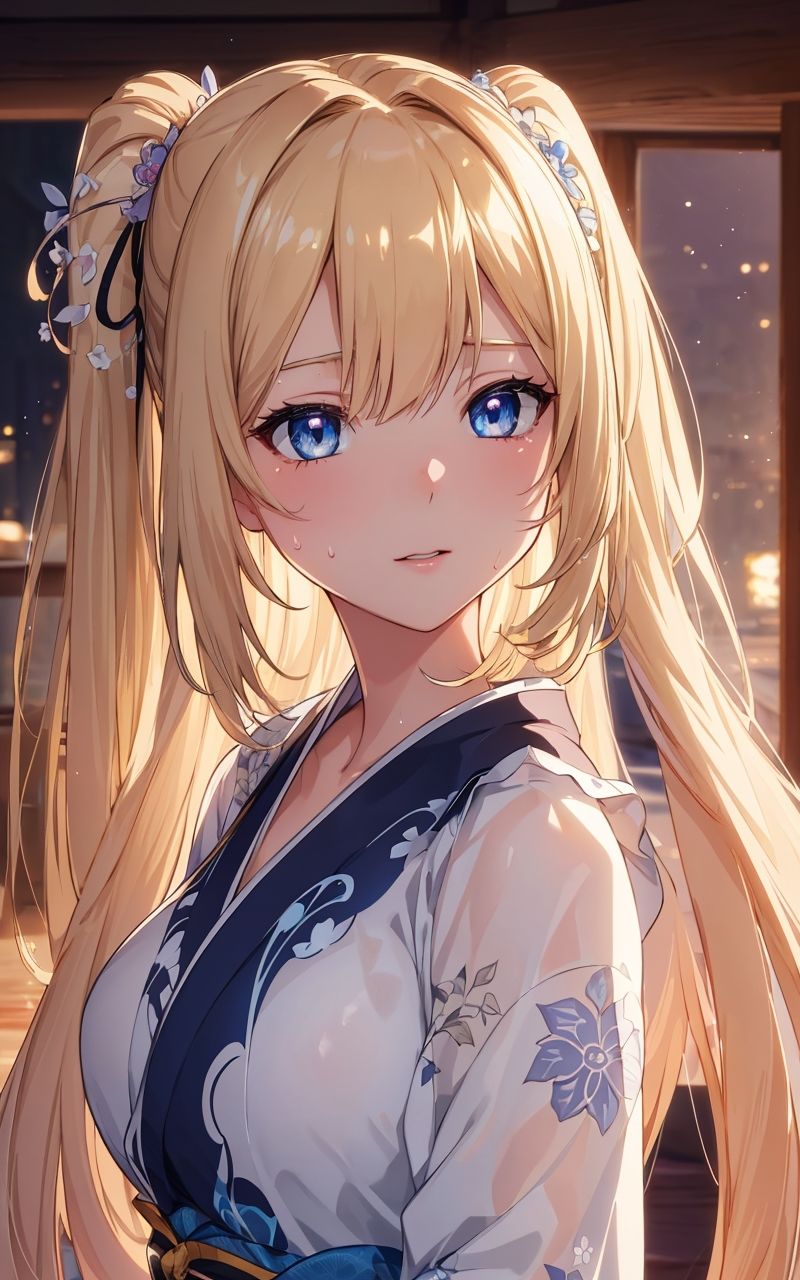 美少女 金髪ツインテ浴衣