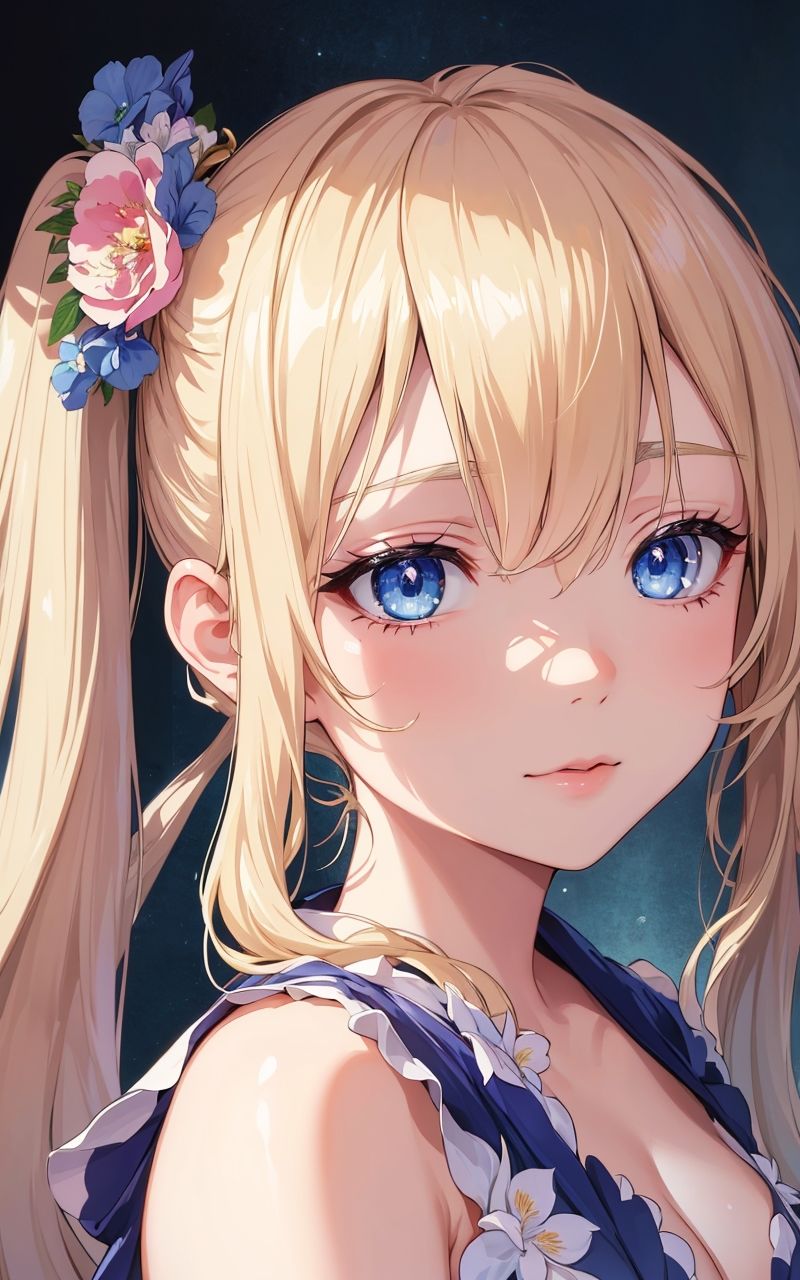 美少女 金髪ツインテ浴衣