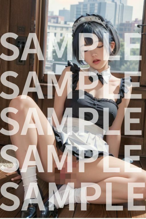 【実写風】見ないで！青髪メイドオナニー絶頂中