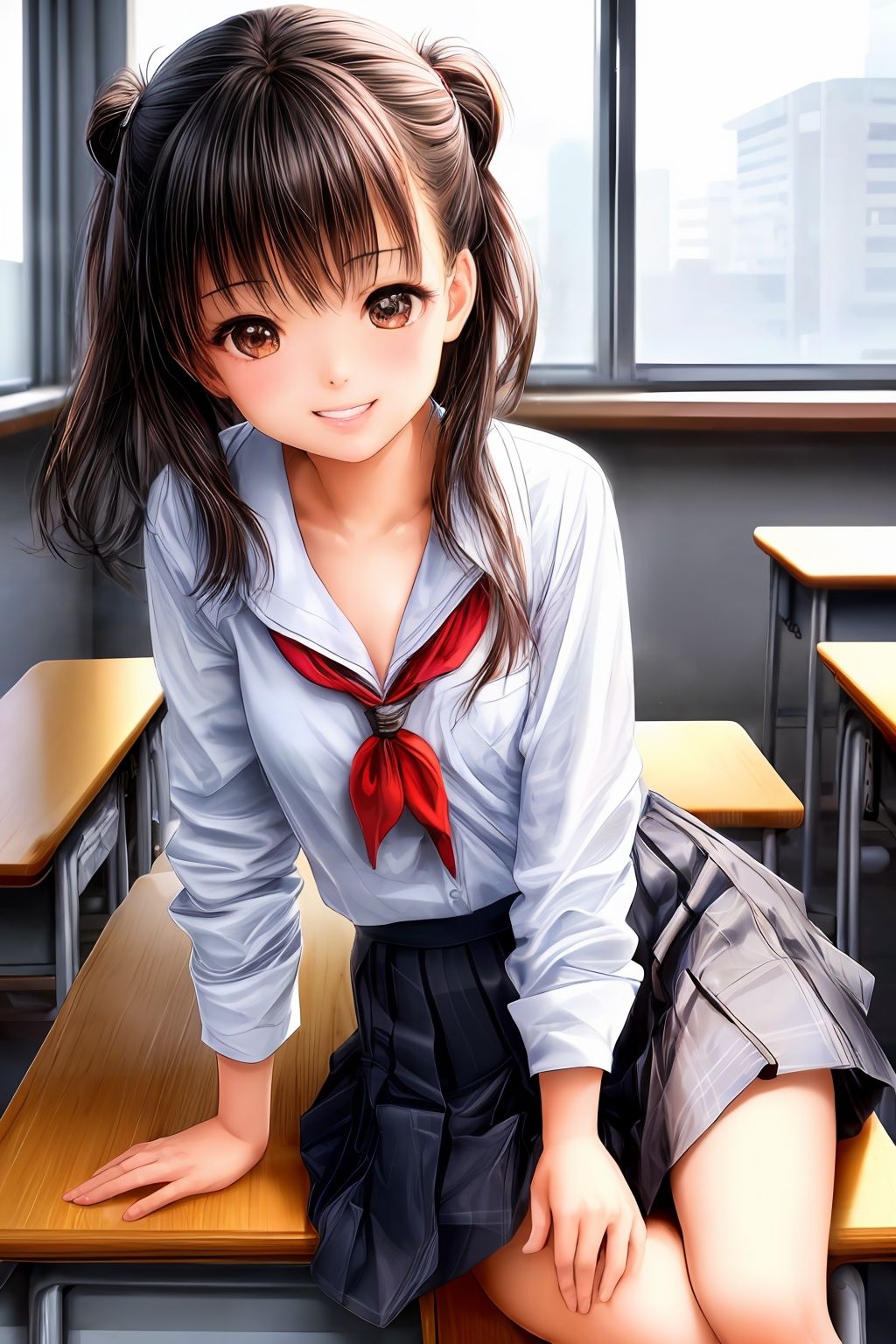 ツルペタ貧乳JKと教室セックス