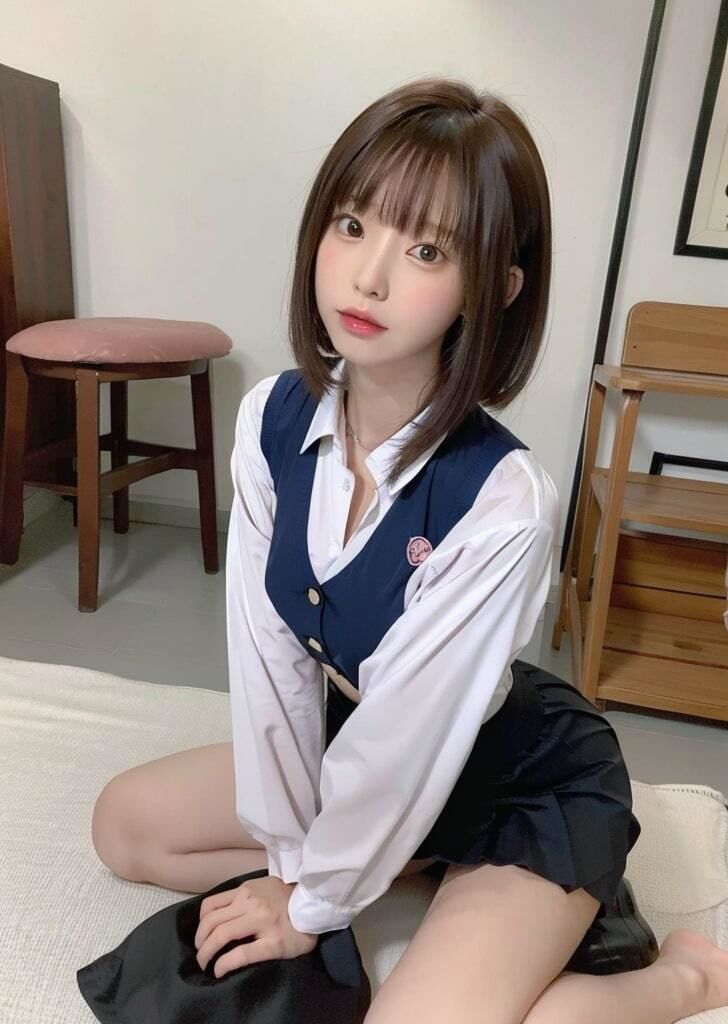 色白小柄女子が部屋に来た1