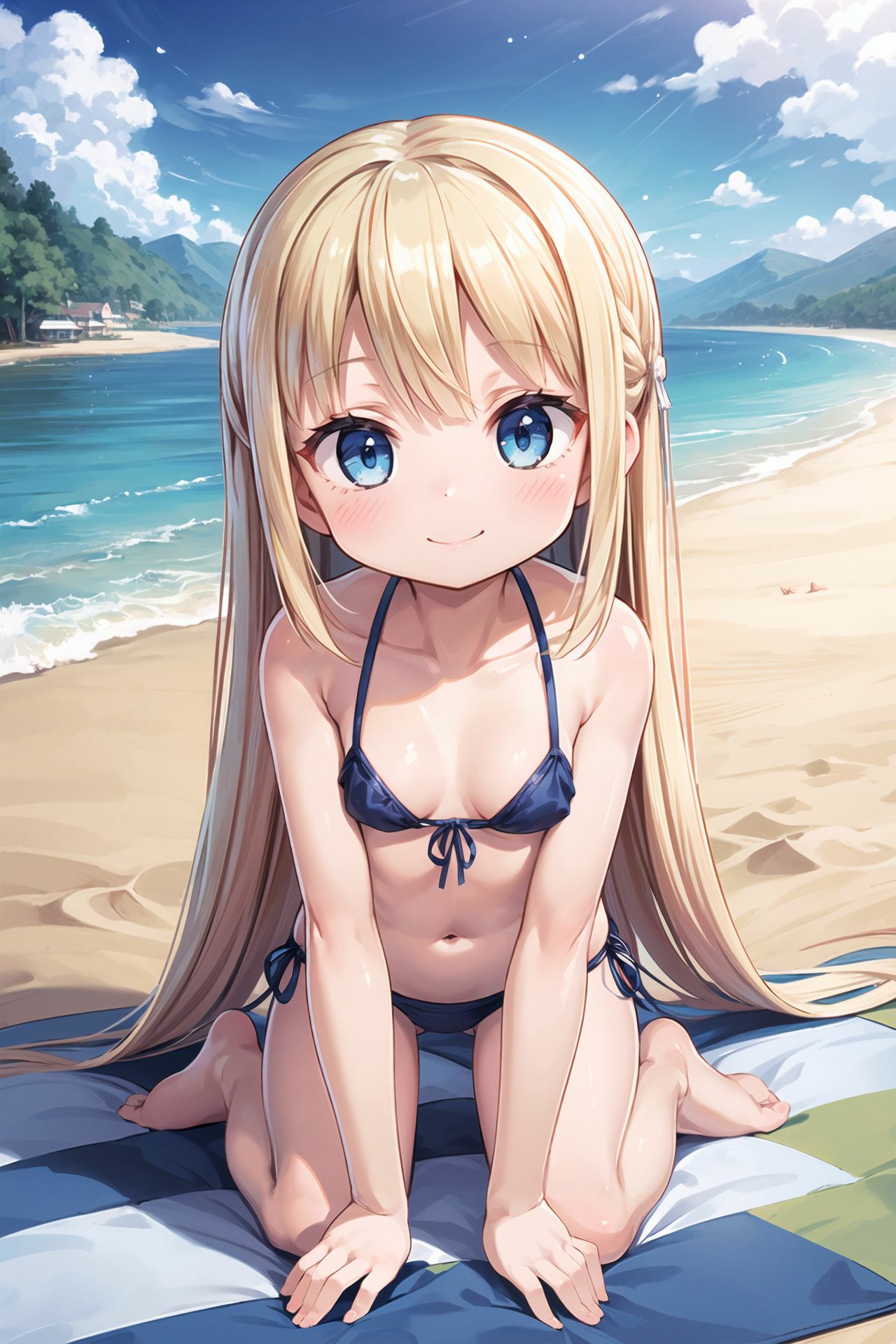 金髪少女がビーチでオナニーしてたら触手に襲われた！