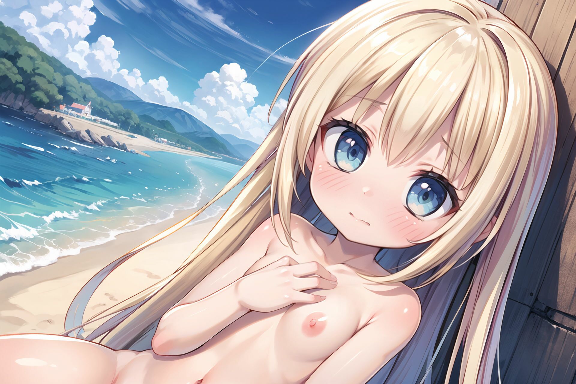 金髪少女がビーチでオナニーしてたら触手に襲われた！